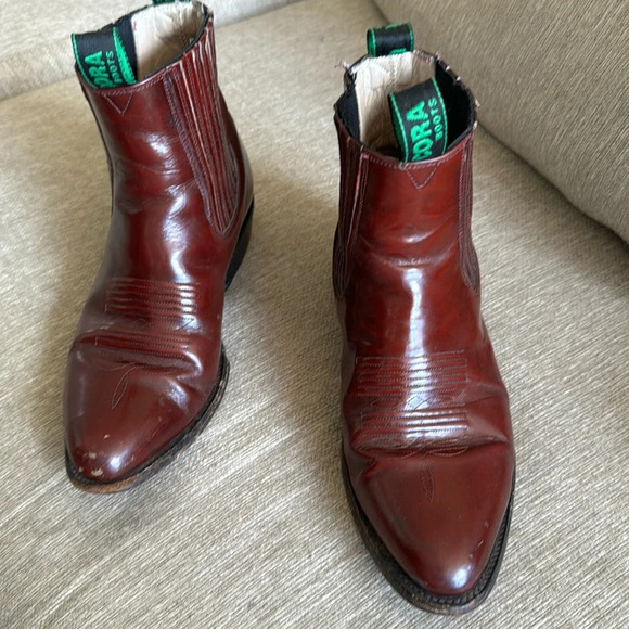 Men's burgundy western Cowboy ankle Boots 7.5 Mexican size 26 1/2 by Indomables - Picture 1 of 11